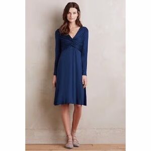 Anthropologie Bailey 44 Gathered Twist Bodice Jersey Dress Sapphire Medium NWT